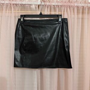 Black Leather Skirt with slit